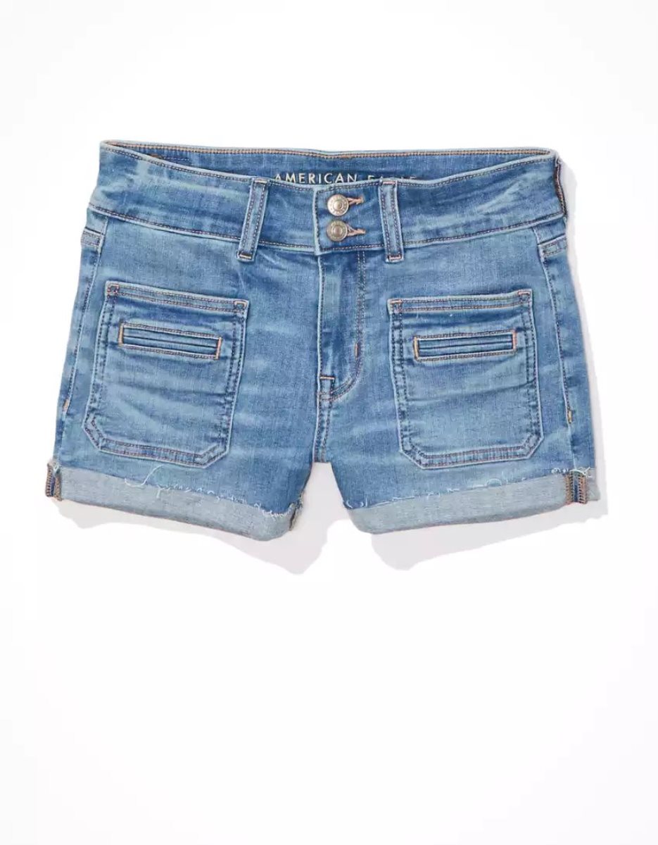 Shorts American Eagle AE Ne(x)t Level High-Waisted Denim Indigo Femme | TSA-22726790